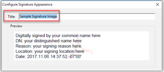 Picture of Configure Signature Appearance as mentioned in step four
