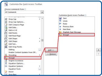 Outlook Add Encrypt To Quick Access