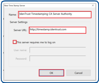 Fill Name Server URL and click server requires me to log on 