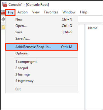 Under File Select Add/Remove Snap-in...