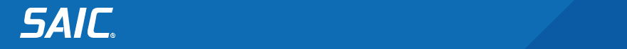 Blue banner with the word SAIC on it