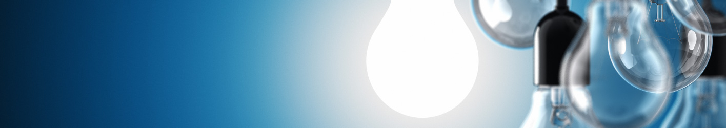 One lightbulb that is on with a few that are not to the right. 