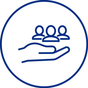 icon of hand with people icons