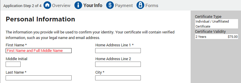 IGC Certificate for eNotaries Example