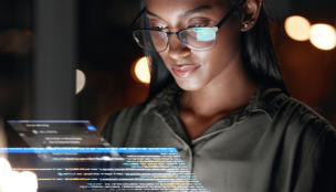 Woman Looking At Digital Code For App Security