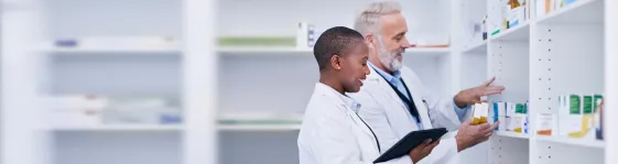 Two pharmacists working together